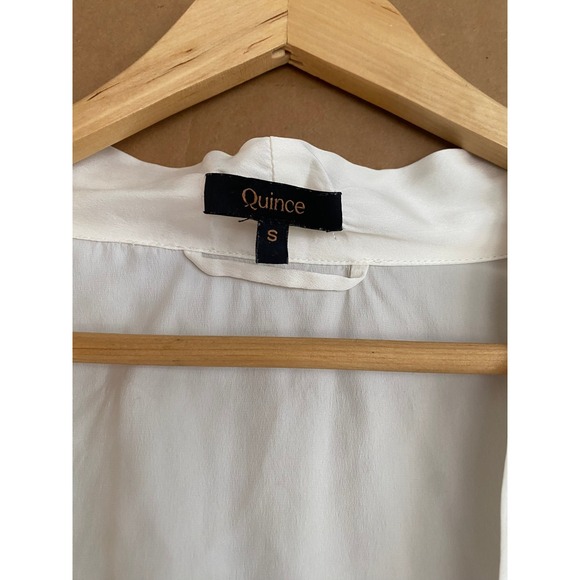 Quince 100% Silk White Kimono Robe Small Luxury Glam Bridal Femme Sleek Spa Luxe - Picture 3 of 7